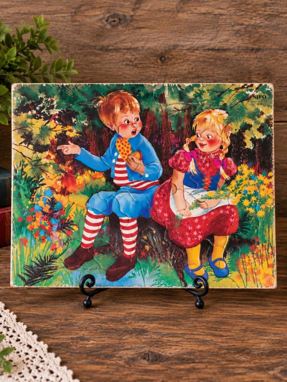 Vintage 1966 SiFO 35pc Children's Jigsaw Puzzle 8x10" Woodland Kids Made USA